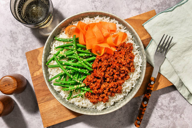 Korean Style Gochujang Beef and Pork Bibimbap