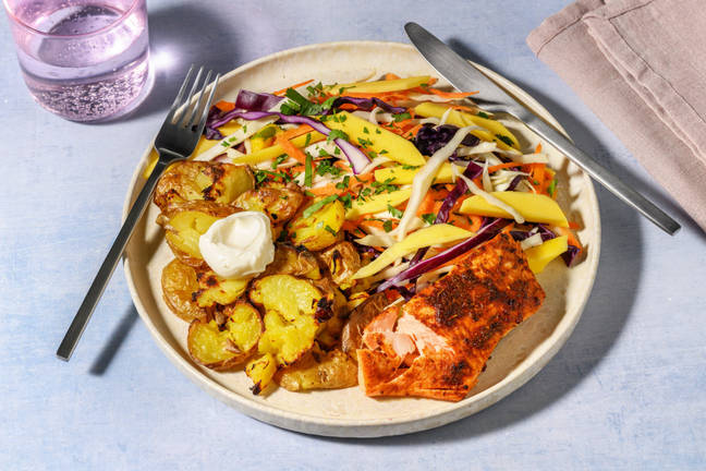 Cajun Style Salmon and Smashed Potatoes