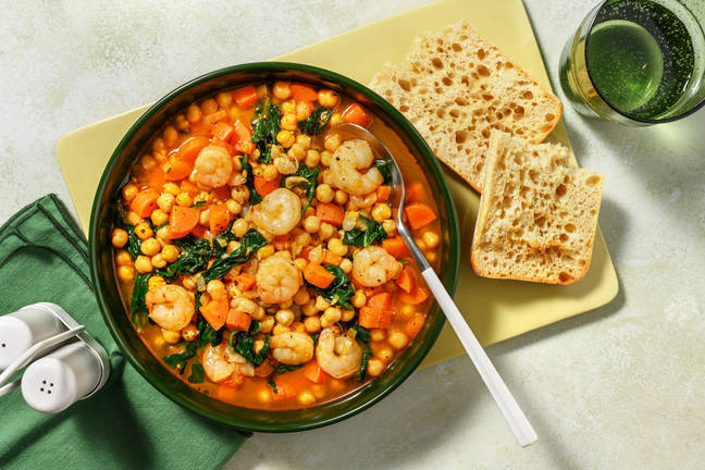 Chickpea and Garlic Prawn Estofado