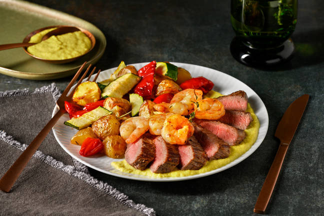 Surf & Turf: Rindersteak und Garnelen