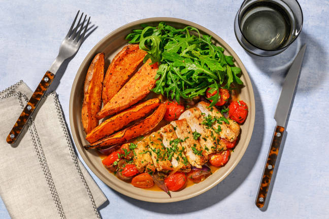 Pork Steak and Chorrillana Style Sauce