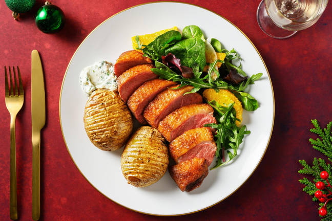 Stekt ankbröst och hasselbackspotatis