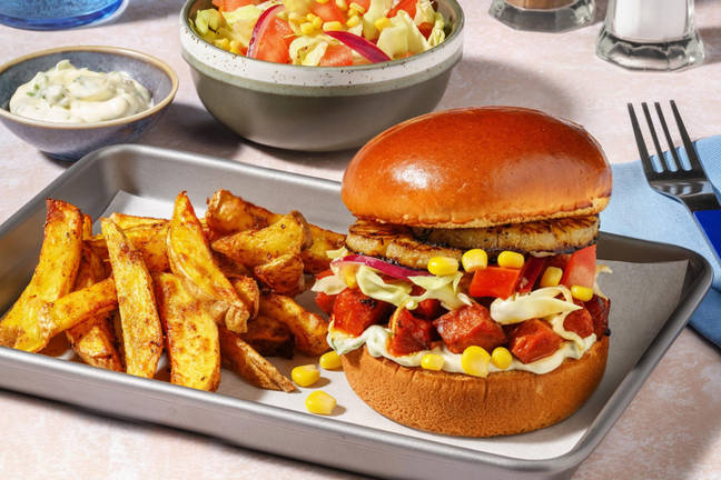 'Al pastor' chorizo- og ananasburger