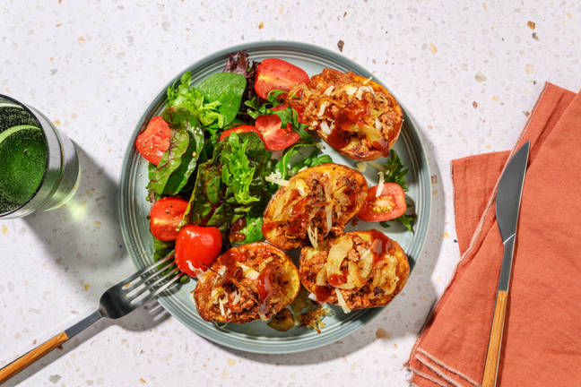 Beef Cheeseburger Loaded Jacket Potato