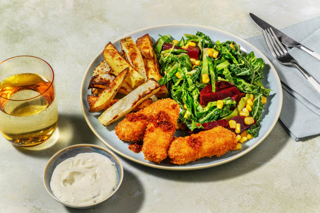 Paprikapanerad halloumi och pommes