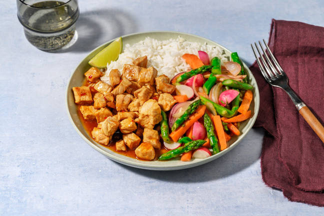 Sød chili-marineret svinekød 