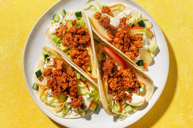 Amerikanske tacos med glaseret kalve- og svinekød