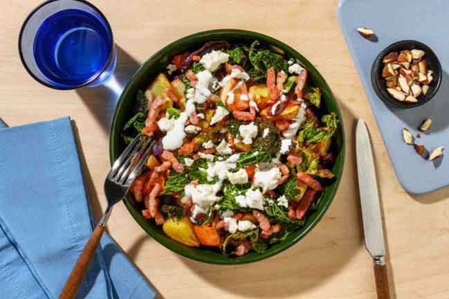 Varm rotfrukts- och baconsallad