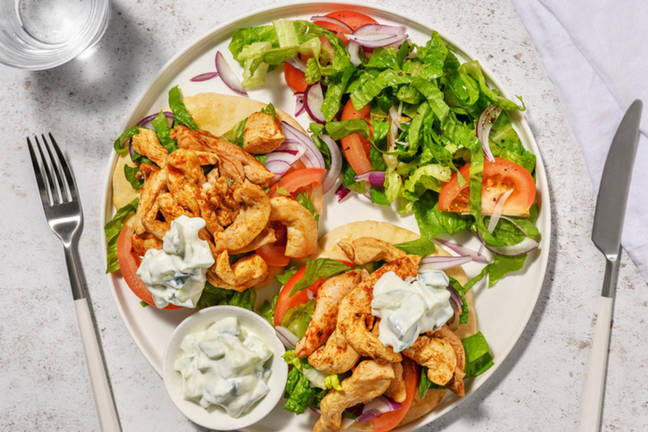 Grekisk kyckling i pitabröd