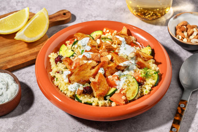 Bowl de boulgour aux émincés façon poulet et sauce au yaourt