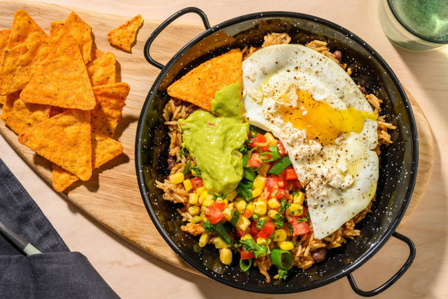 Huevos rancheros met tortillachips