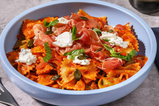 Pâtes caprese au jambon serrano