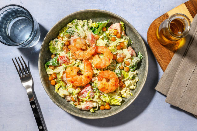 Caesar Salad mit Knoblauch-Garnelen