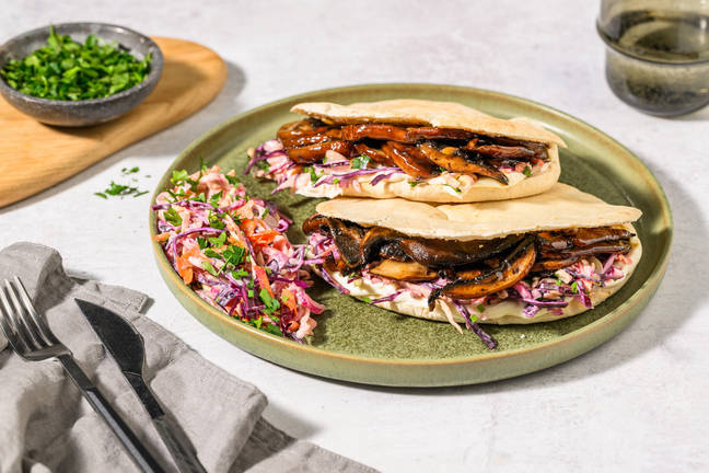 Pita's met BBQ-portobello en aioli