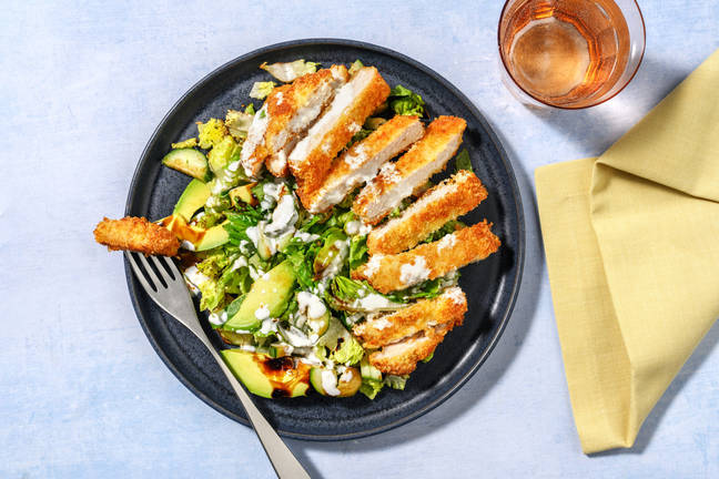 Smokey Pork Schnitzel & Avo Cos Salad