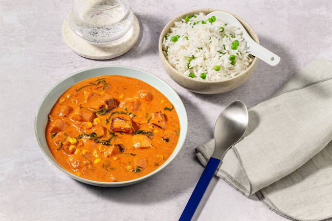 Creamed Cajun Chicken and Corn Rice Bowl