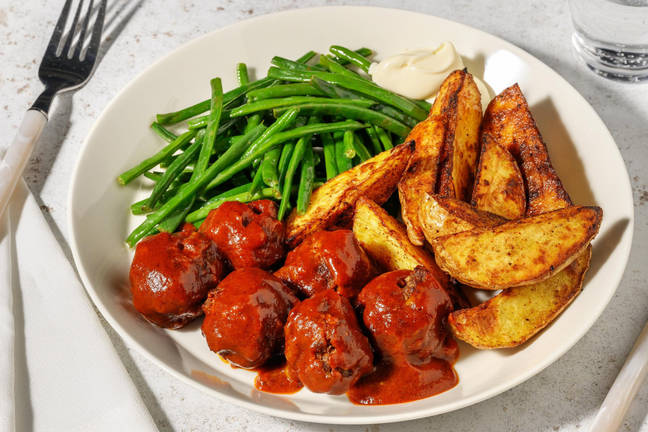 Hertengehaktballetjes in fusion BBQ-currysaus