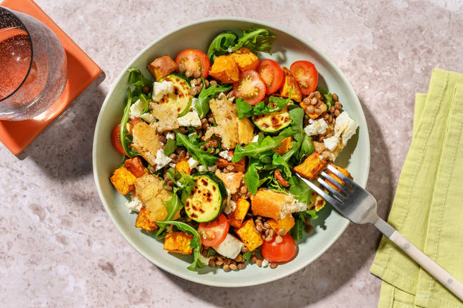 Warming Spiced Charred Courgette and Lentil Salad