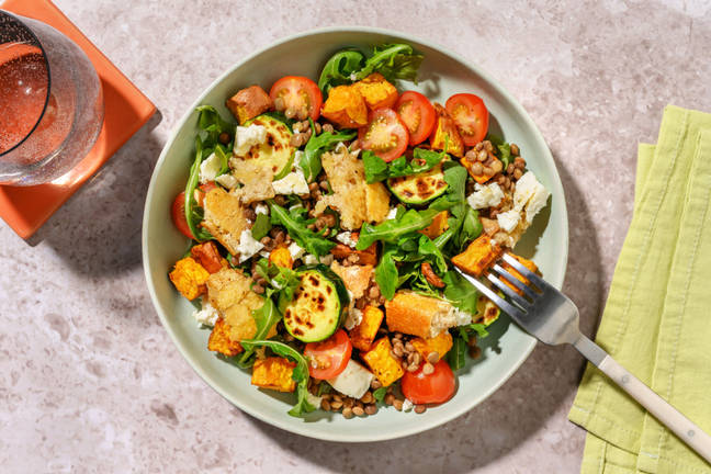 Warming Spiced Charred Courgette and Lentil Salad