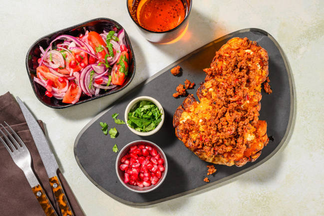 Chorizo- och ostfylld butternutpumpa