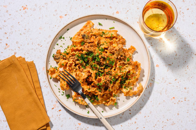 Mafaldine façon Stroganov crémeux