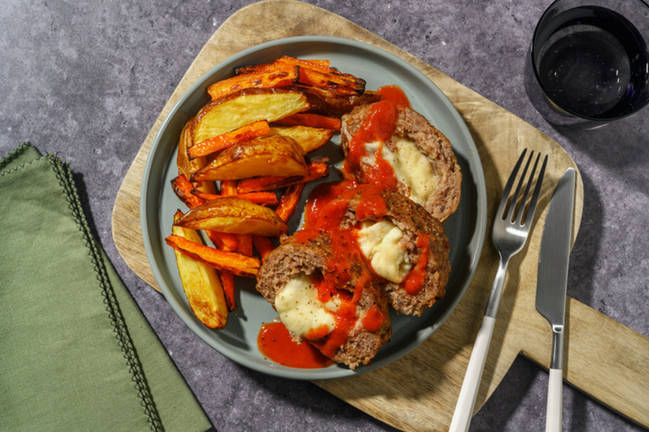 Polpettone al sugo ripieno di mozzarella senza lattosio