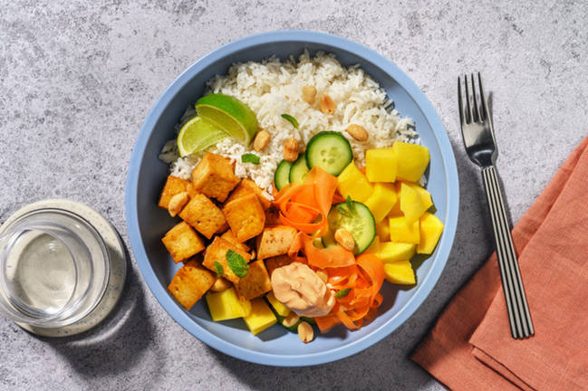 Asiatisk tofu-pokebowl