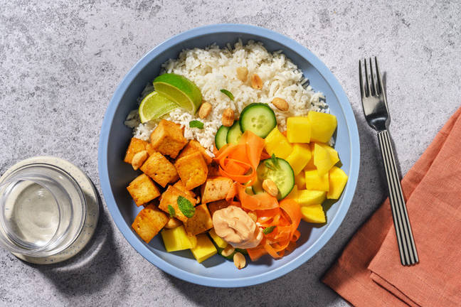 Asiatisk tofu-pokebowl