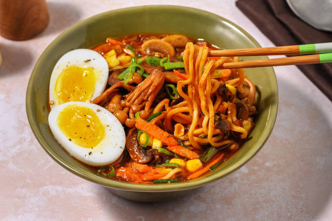 Mushroom Udon Soup with a Jammy Egg