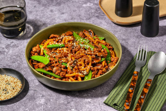 One Pan Sesame-Ginger Miso Pork Udon