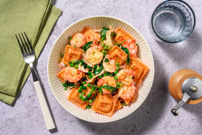Prawns with Nduja Ravioli