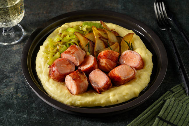 Rollè di salmone in crosta di pancetta