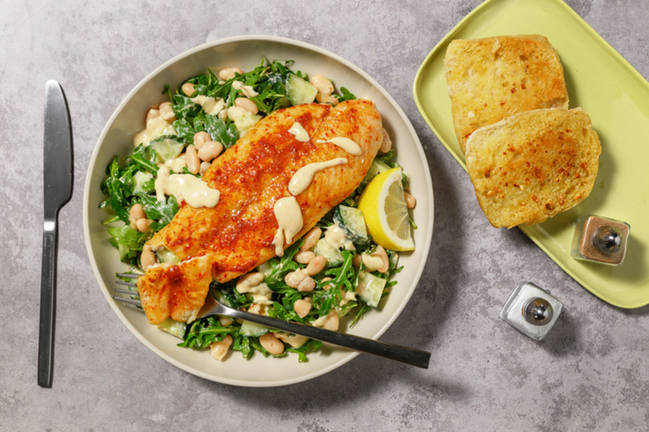 Harissa Basa with Crispy Garlic Ciabatta