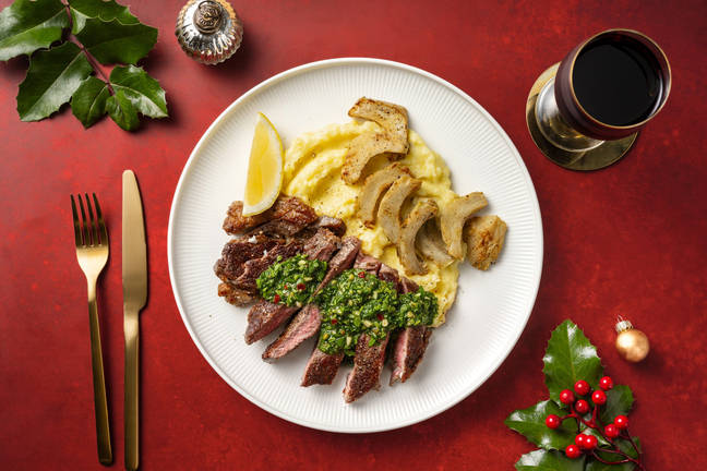 Tagliata di manzo e purè soffice all'aroma tartufo