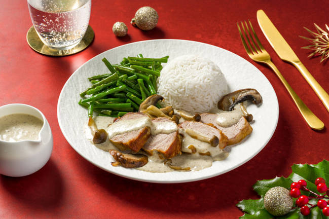 Solomillo de cerdo con salsa cremosa de setas