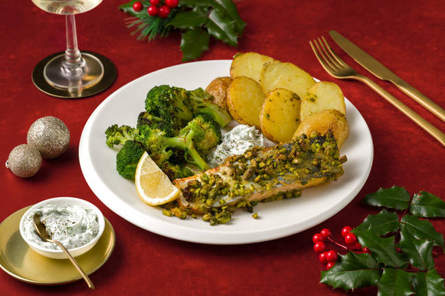 Trancio di salmone in crosta di pistacchi e miele