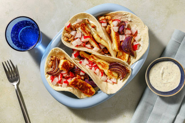 Za'atar-Grillkäse-Tacos mit gerösteten Bohnen