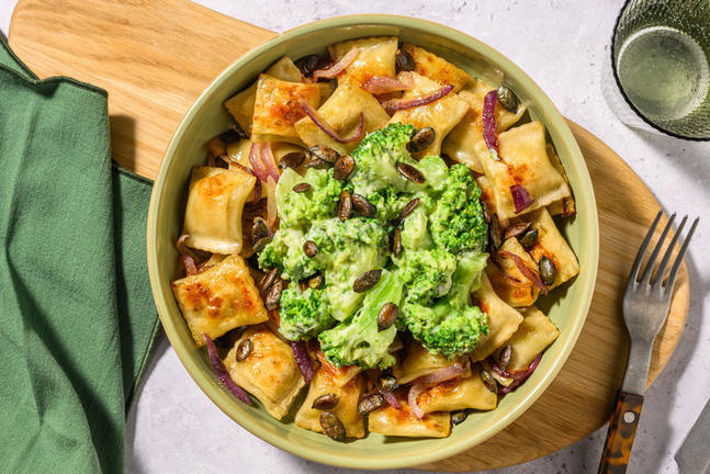 Mini-Maultaschen in Käse-Rahm-Sauce