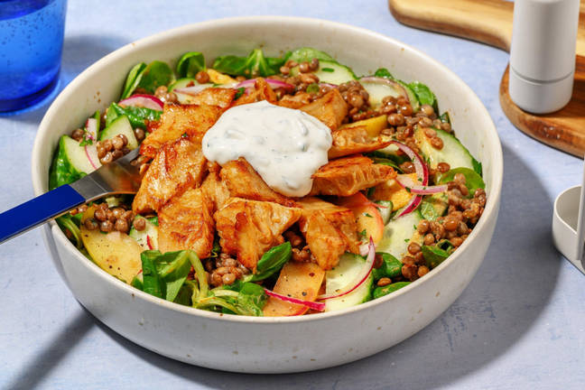 High-Protein Linsensalat mit veganem Chick-Eria Filet