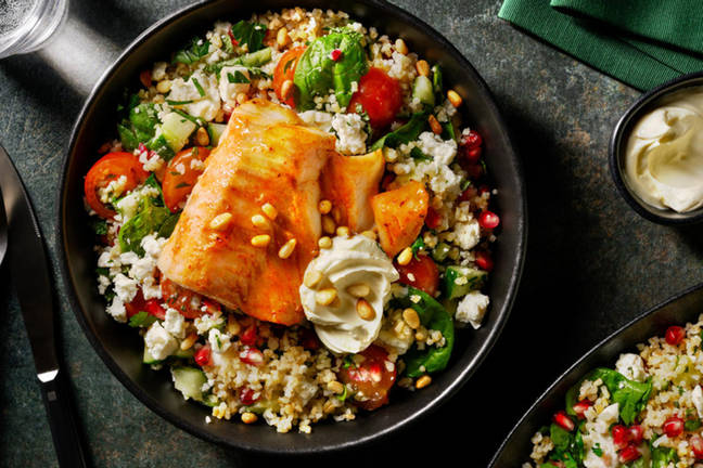 Harissakrydret torsk og urte-tabbouleh