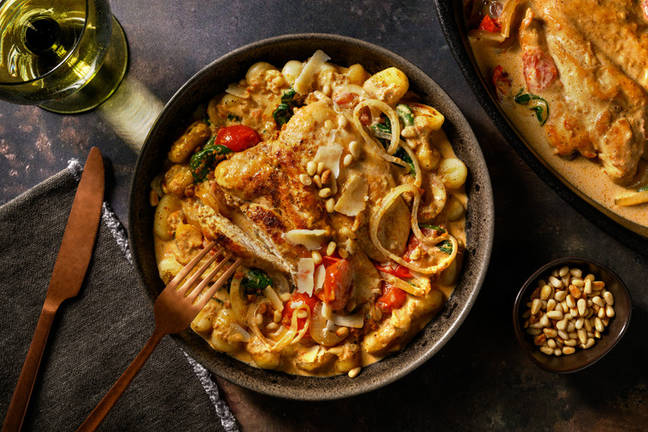 Krämig pannstekt kyckling på gnocchi