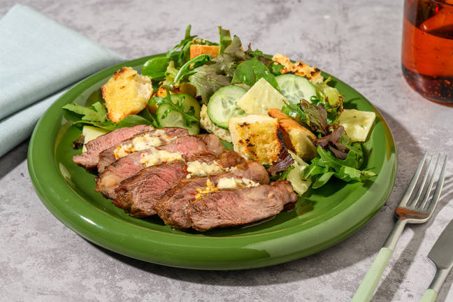 Sizzling Chilli-Butter Beef & Caesar Salad