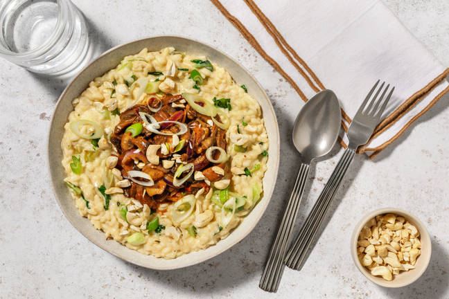 Fusion risotto met misopaddenstoelen en paksoi