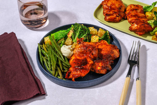 Honeyed Chicken Thigh and Veggie 'Nduja Traybake