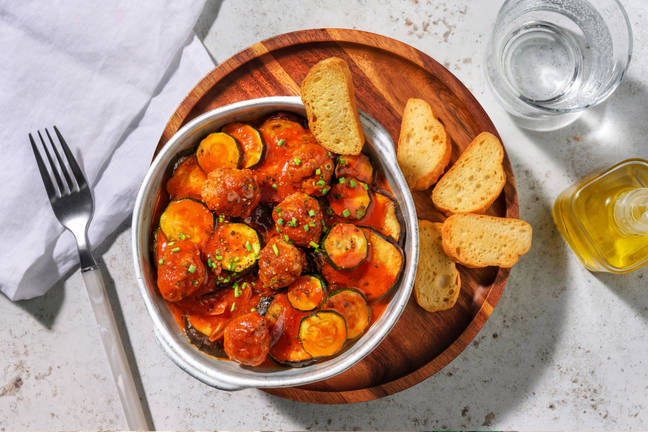Sausage Meatball Topped Ratatouille