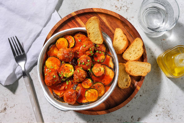 Sausage Meatball Topped Ratatouille