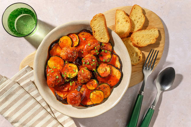 Sausage Meatball Topped Ratatouille