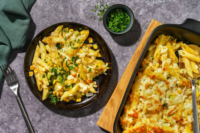 Pastagrateng med halloumi