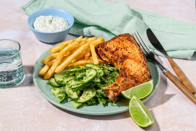 Poulet BBQ, frites à l'origan & sauce ranch