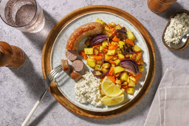 Tout au four : saucisse de Toulouse & légumes